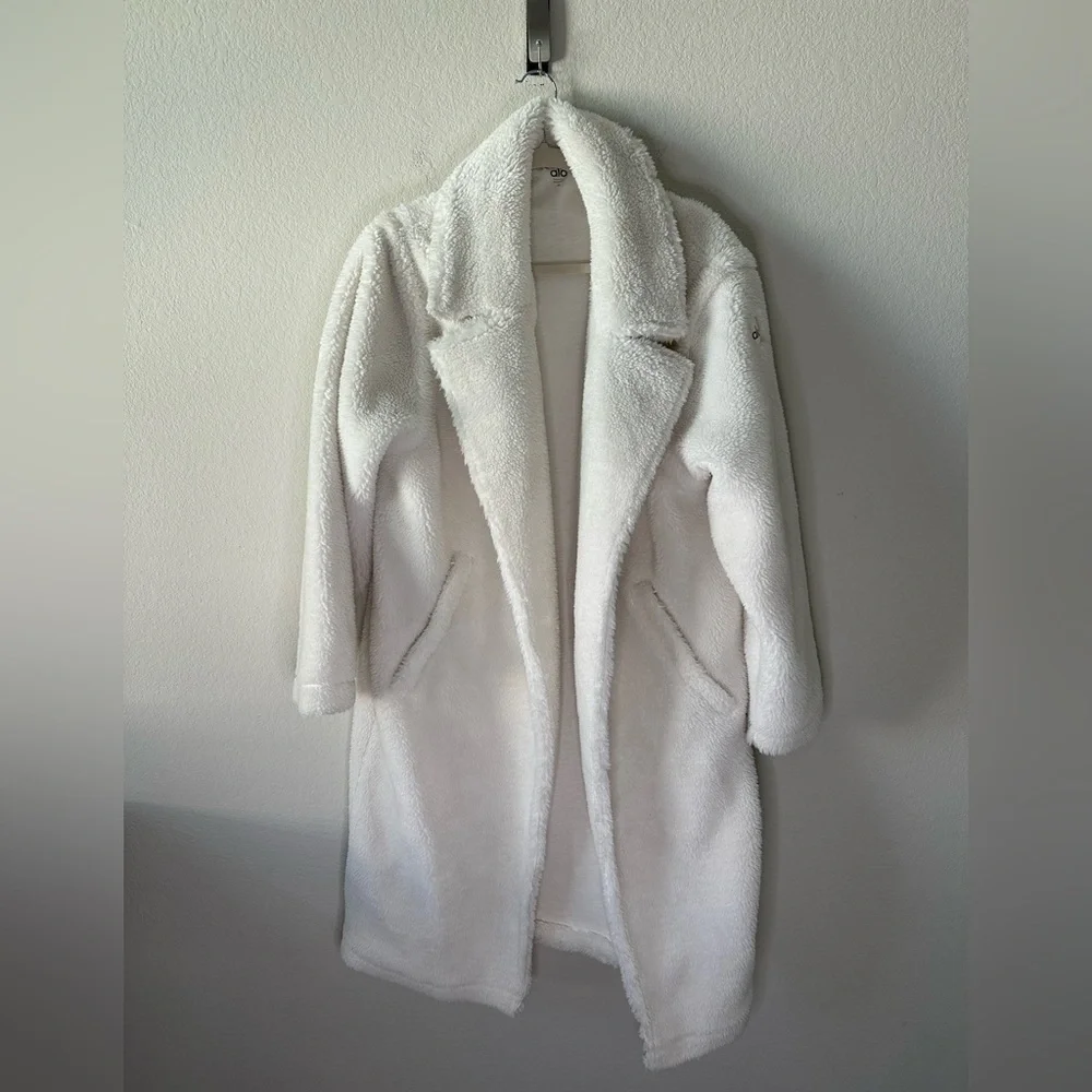 ALO YOGA Ivory White Sherpa Teddy Trench Coat SZ M